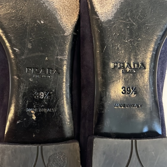 Prada Navy Suede Bow Flats - Picture 7 of 9